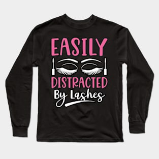 Easily Distracted By Lashes I Eyelashes Long Sleeve T-Shirt